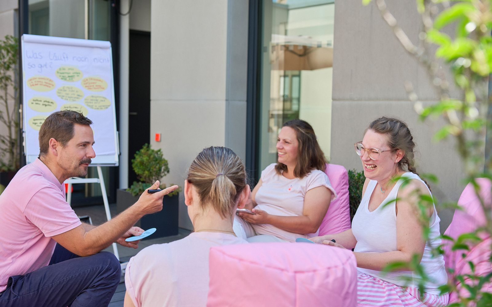 Laughing workshop group